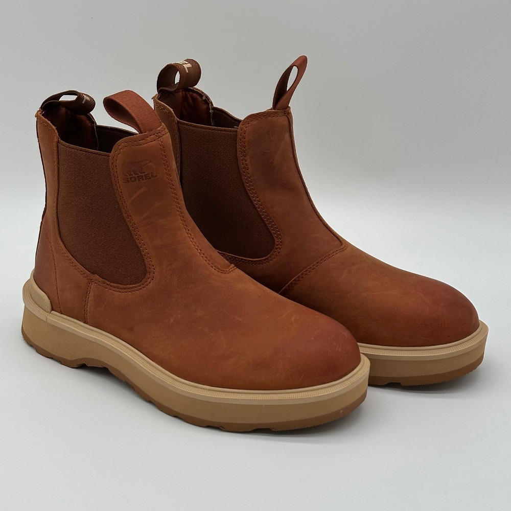 Sorel Womens 8 Brex Chelsea Boots Brown Leather Waterproof Platform NL4870-265